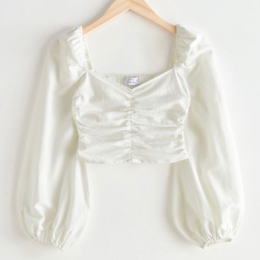 [Abercrombie] Satin Ruched Long Sleeve Blouse